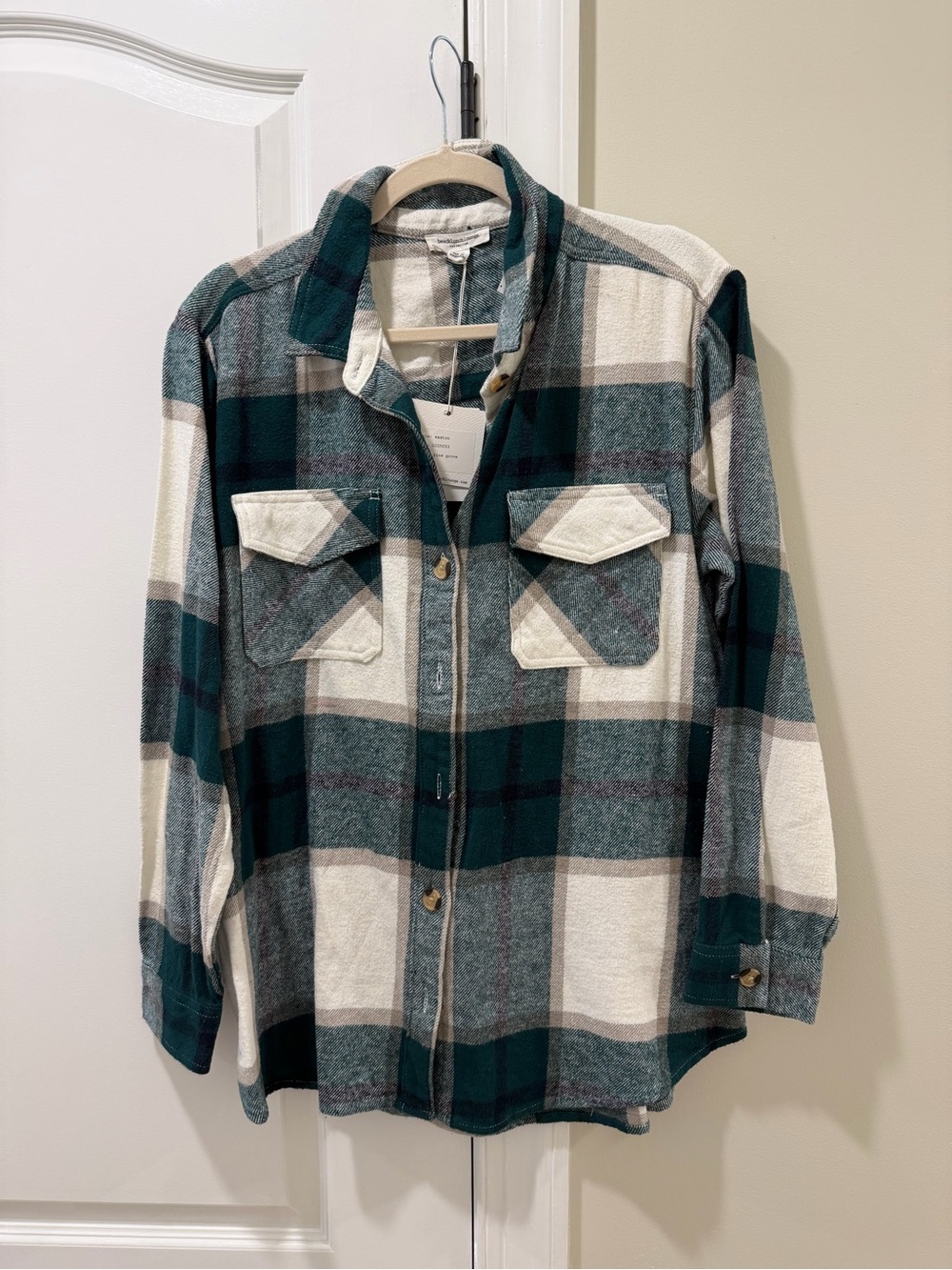 beachlunchlounge Teal, White & Gray Plaid Utility Shacket